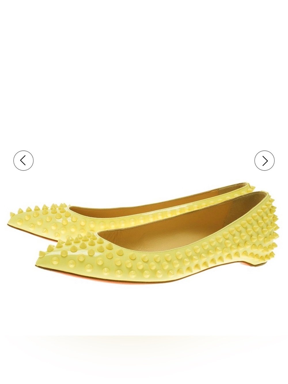 #S65 Christian Louboutin Pigalle Spikes Flats (Retail $1,095USD) Yellow Leather
